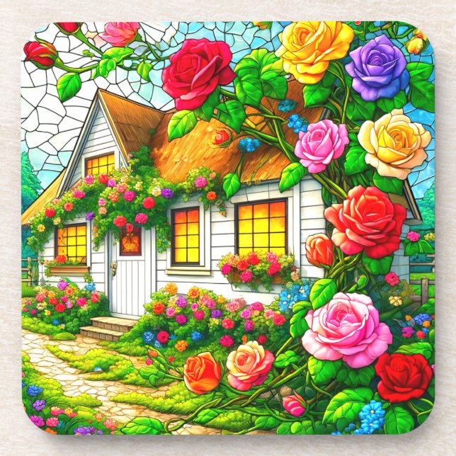 Rose Getränkeuntersetzer (Vorderseite)