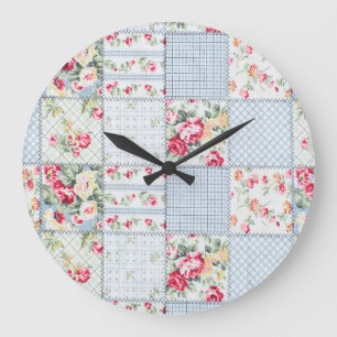 Rose-Gewebe: Elegantes Hintergrunddesign Große Wanduhr