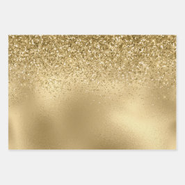 Rose Glam Gold Glitzy Sparkle Glitzer  Geschenkpapier Set