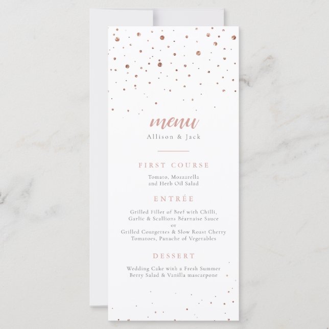 Rose Glitzer Classic Wedding Menu (Vorderseite)
