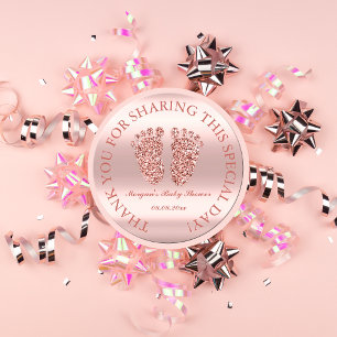 Rose Glitzer Feet Baby Dusche Gefallen Vielen Dank Runder Aufkleber