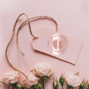 Rose Glitzer Feet Baby Dusche Gefallen Vielen Dank Runder Aufkleber