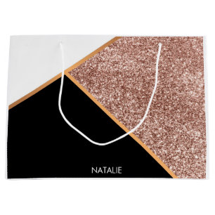Rose Glitzer Geometric Große Geschenktüte
