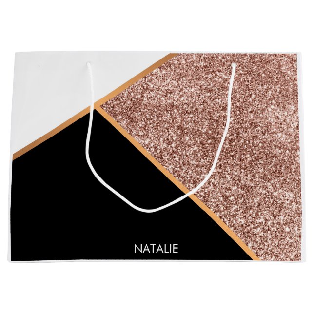 Rose Glitzer Geometric Große Geschenktüte (Vorderseite)