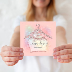 Rose Glitzer Holografisches Tuch Hanger Mode Quadratische Visitenkarte