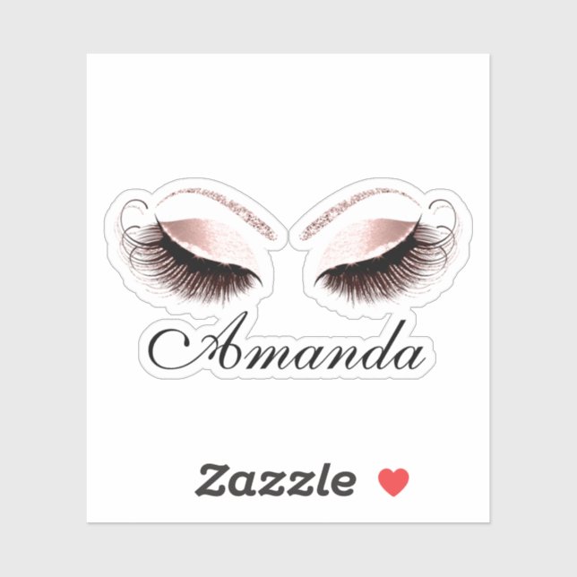 Rose Glitzer Makeup Artist Lashes Dateiname Aufkleber (Blatt)