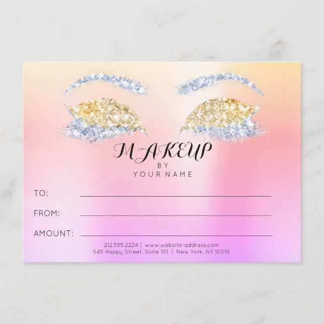 Rose Glitzer Ombre Makeup Beauty Certificate Gesch (Vorderseite)