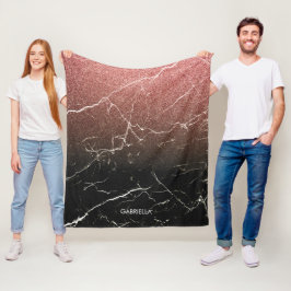 Rose Glitzer Schwarzer Marmor Fleecedecke