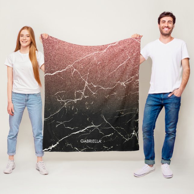 Rose Glitzer Schwarzer Marmor Fleecedecke (Beispiel)