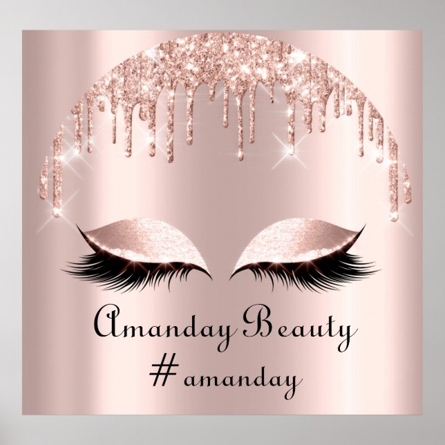 Rose Glitzer Tropfen Eyelashes Haare Poster (Vorne)