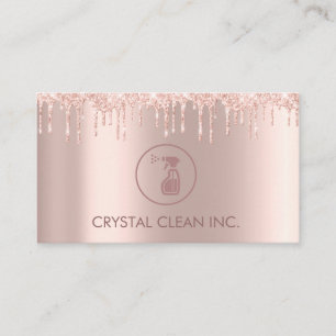 Rose-Glitzer-Tropfen für Reinigungsdienste Visitenkarte