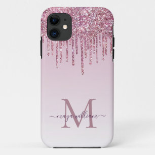 Rose Glitzer Tropfen Personalisiert Monogramm und  Case-Mate iPhone Hülle