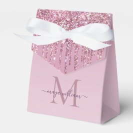Rose Glitzer Tropfen Personalisiert Monogramm und  Geschenkschachtel