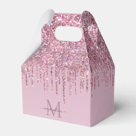 Rose Glitzer Tropfen Personalisiert Monogramm und  Geschenkschachtel