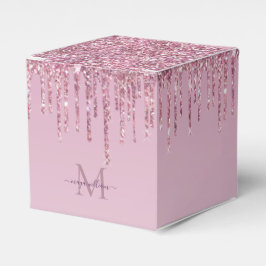 Rose Glitzer Tropfen Personalisiert Monogramm und  Geschenkschachtel