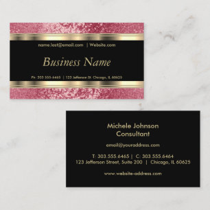Rose Glitzer und Elegantes Gold Visitenkarte