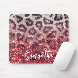 Rose Glitzer und Leopard Print Mousepad