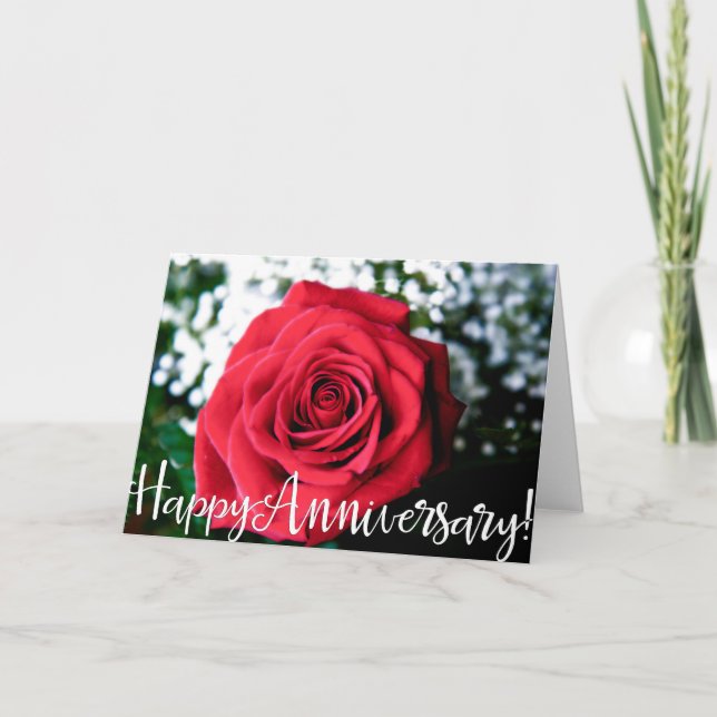 Rose + Glücklicher Jahrestag! Karte (Vorderseite)