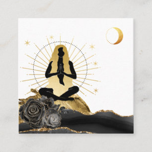 *~* Rose Goddess Black Gold Yoga Moon Quadratische Visitenkarte