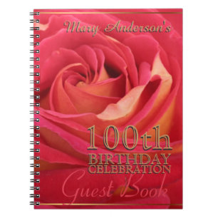Rose gold 100. Geburtstag Feier Gästebuch Notizblock