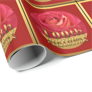 Rose Gold 100. Geburtstagsfeier WP Geschenkpapier