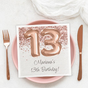 Rose Gold 13. Geburtstagsfeier Serviette