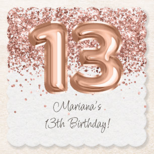 Rose Gold 13. Geburtstagsparty Untersetzer