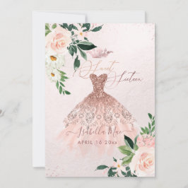 Rose Gold 16 . Geburtstag Blush Aquarellfarben Blu Einladung