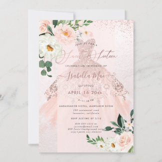 Rose Gold 16 . Geburtstag Blush Aquarellfarben Blu Einladung