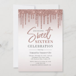 Rose Gold 16. Geburtstag Script Party Einladung