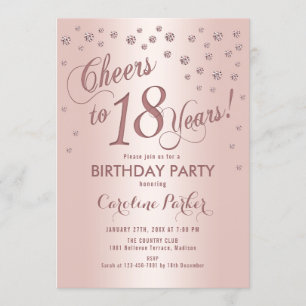 Rose Gold 18. Geburtstagsparty Einladung