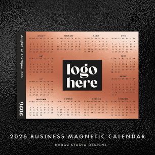 Rose Gold 2026 Geschäftslogo Magnetkalender Magnetkarte