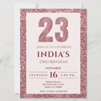 Rose Gold 23. Geburtstag Einladung