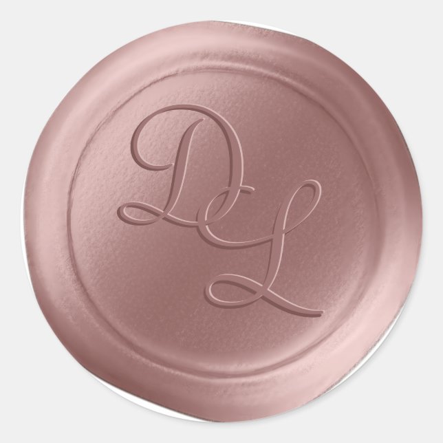 Rose Gold 2 Letter Monogram Wax Siegel Stickers (Vorderseite)
