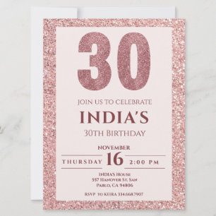 Rose Gold 30. Geburtstag Einladung