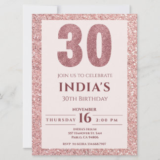 Rose Gold 30. Geburtstag Einladung