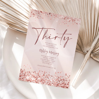 Rose Gold 30. Geburtstag Einladung für Frauen