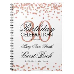 Rose Gold 30. Geburtstag Gästebuch Confetti Notizblock