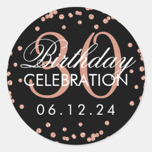 Rose Gold 30. Geburtstag Glitzer Confetti Black Runder Aufkleber
