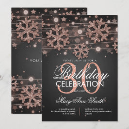 Rose Gold 30. Geburtstag Winter Glitzer Glam Einladung