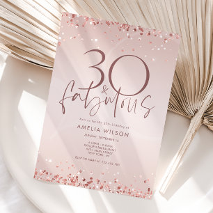Rose Gold 30 und Fabulous Geburtstagseinladung Einladung