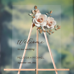 Rose Gold 3D Blumen Hochzeit Acrylschild