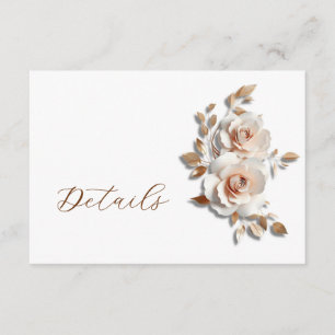 Rose Gold 3D Blumige Hochzeitsdetails Begleitkarte
