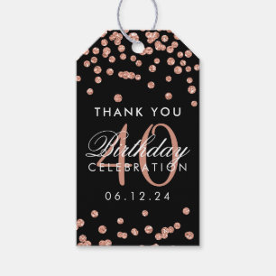 Rose Gold 40. Geburtstag Danke Confetti Black Geschenkanhänger