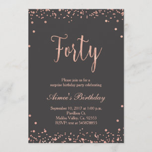 Rose Gold 40. Geburtstag Einladung