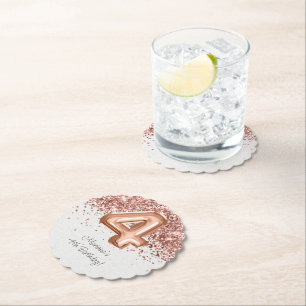 Rose Gold 4. Geburtstag Party Untersetzer
