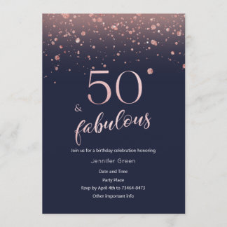 Rose Gold 50. Geburtstag Einladung