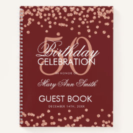 Rose Gold 50 Geburtstag Gästebuch Confetti Burgund Notizbuch
