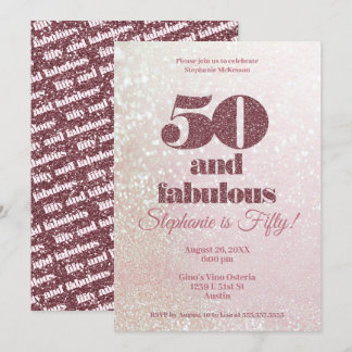 Rose Gold 50 und fabelhafte Elegant Fünfzig Geburt Einladung