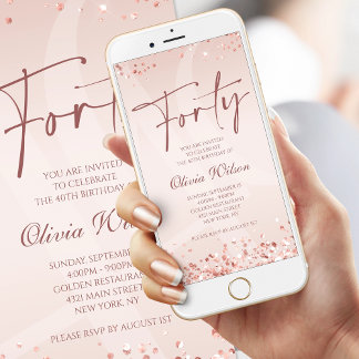 Rose Gold 50th Birthday Mobile Invite Fifty & Fab Ankündigung